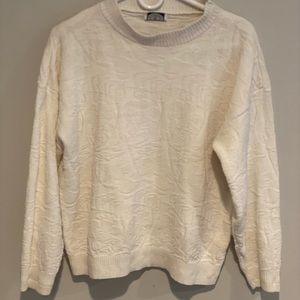 Vintage White medium boxy long sleeve textured sweater